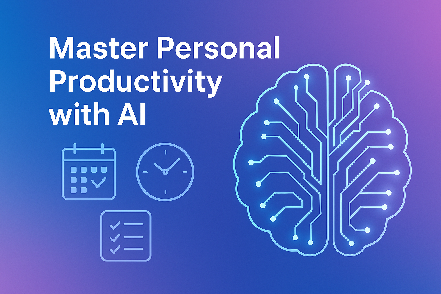Illustration of an entrepreneur using futuristic AI tools to manage time and boost productivity efficiently.